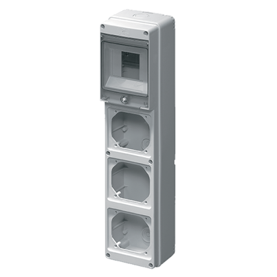 Industrial board for 3 Vertical sockets, 4 mod