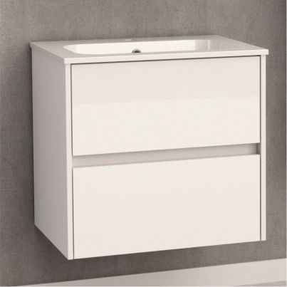 Cabinet Furniture Set with Basin 5955, White, Gloss Finish