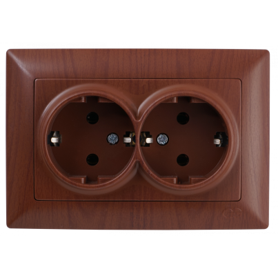 VISAGE DOUBLE SOCKET DARK MAHOGANY