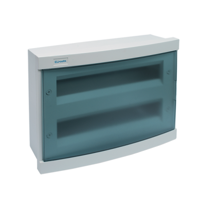 Plastic distribution box flush mounting 24 way , blue door