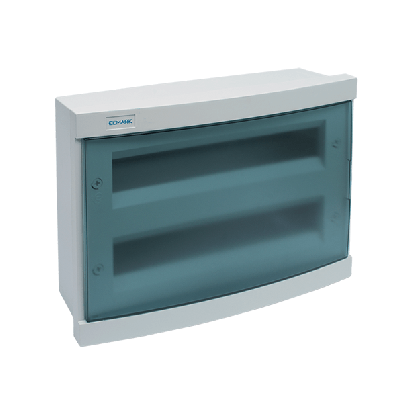 Plastic box for surface mounting 28 way - blue door