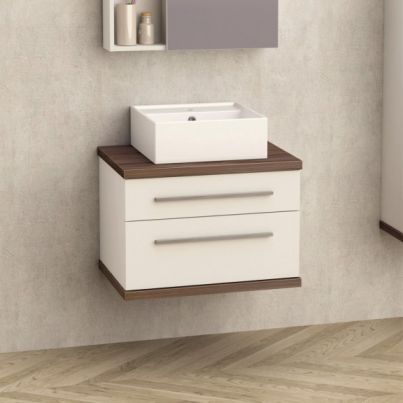 WALL BATHROOM CABINET WITH 2 DRAWERS ARIA-60 WHITE AND OAK 6144-2