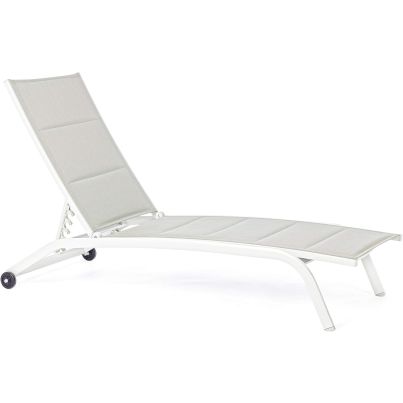 Chaise lounge with wheels CLEOPAS 61x192x96x30 cm. white