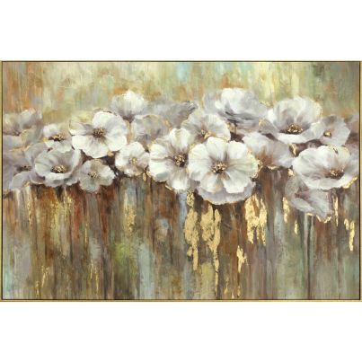 Acrylic painting White Poppies with Gold 80x120cm