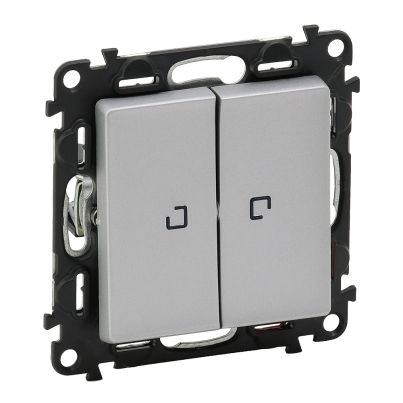 LEGRAND VALENA LIFE TWO BUTTON TWO WAY SWITCH WITH LIGHT ALUMINIUM