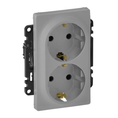 LEGRAND VALENA LIFE GERMAN TYPE DOUBLE SOCKET ALUMINIUM