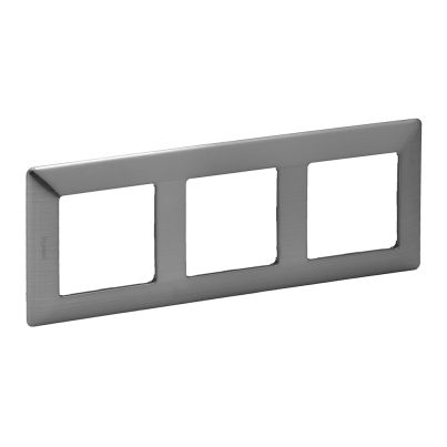 LEGRAND VALENA LIFE DECORATIVE TRIPLE PANEL STAINLESS STEEL