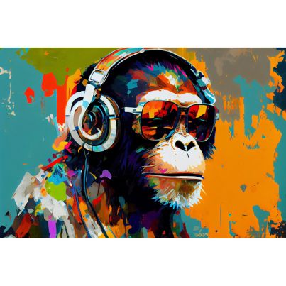 Acrylic glass wall art DJ Chimpanzee 80x120cm