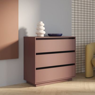 Chest 3 drawers TWENTY ONE, 93.5/86.7 cm, Terracotta