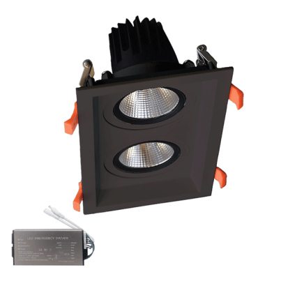 Double LED spot light 2X30W 230V 3000K BL+emergency kit