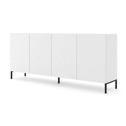 Chest of drawers SURF 4D 200 cm, white matt, black legs