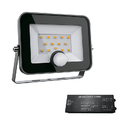 VEGA slim SMD 30W LED floodlight with sensor 5500K+ emergency kit