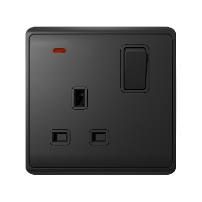 LONDON single socket with 2P button switch neon anthracite