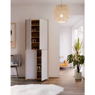 Shoe wardrobe FIVETEEN, 74.5/191.9 cm, White/Artisan oak