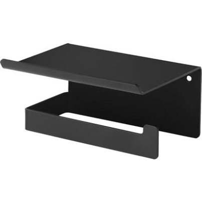 MOKKO TOILET PAPER HOLDER WITH SHELF, WALL MOUNT, BLACK
