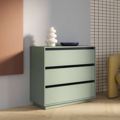 Chest 3 drawers TWENTY ONE, 93.5/86.7 cm, Sage