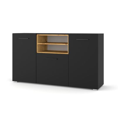 Chest of drawers ANETTE L 151 cm, artisan oak/black mat