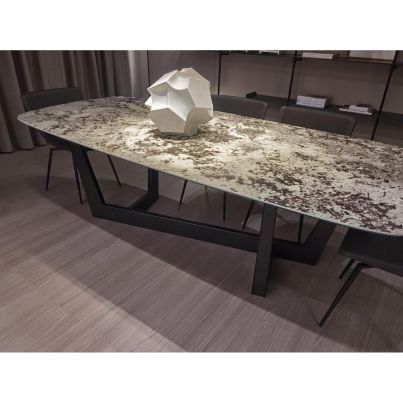 Dining table ART with ceramic top and metal base