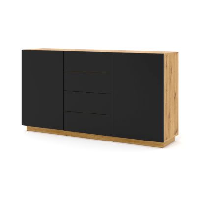 Chest of drawers AURA 2D4S 164 cm, artisan oak/black mat