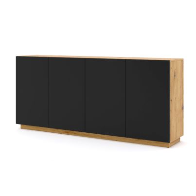 Chest of drawers AURA 4D 198 cm, artisan oak/black mat