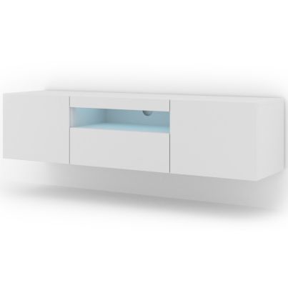 TV stand AURA 150 standing/hanging, white mat, LED