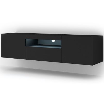 TV stand AURA 150 standing/hanging, black mat, LED