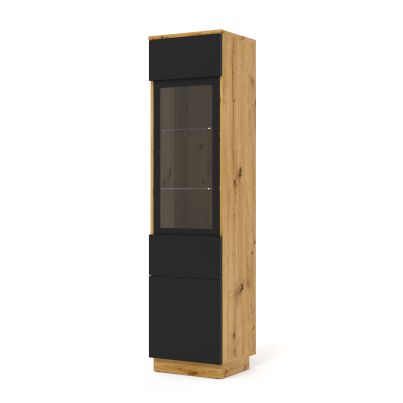 Display cabinet AURA 1DS standing/hanging, artisan oak/black mat