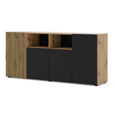Chest of drawers AURIS 4D 180 cm, artisan oak/black mat