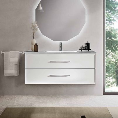 CLASSIC BASE UNIT 100 MATT WHITE + CERAMIC BASIN 100*46 WHITE GLOSS