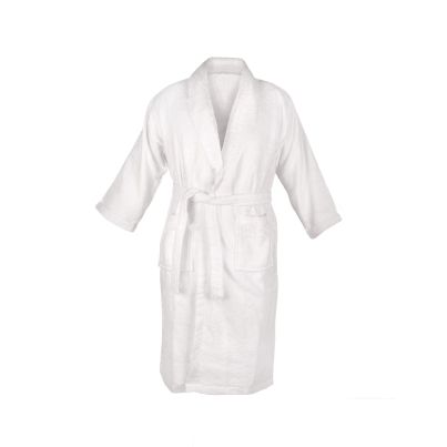 Bathrobe DILIOS Hotel Plus, Shawl Collar, S/M, 100% Cotton, White