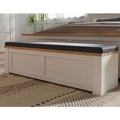 Bench FOUR with pillow and storage, riviera oak/sibiu larch light