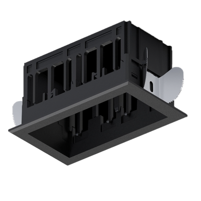 Modena 2 Module Recessed box with frame black