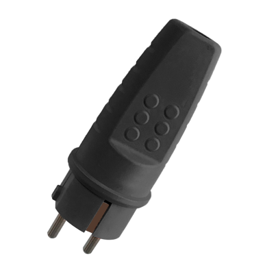 Rubber schuko plug 16A black