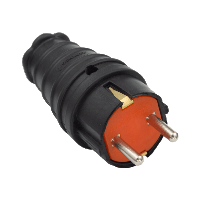 ELMARK rubber schuko plug 16� 2�+� black