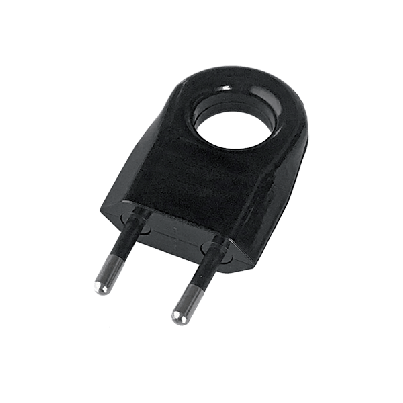 Two pin plug with extraction ring 6A black