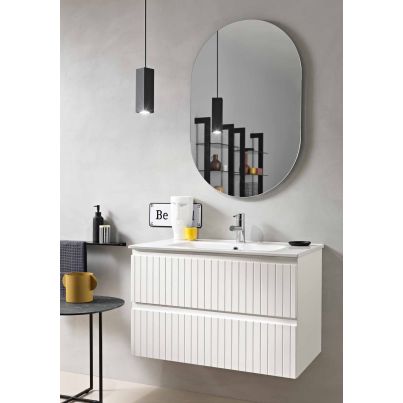 Bathroom cabinet with ceramic sink ARTICO, 80 cm, white matt