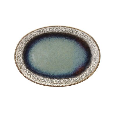 Oval plate cm 30 BLOOM BLUE AND BROWN