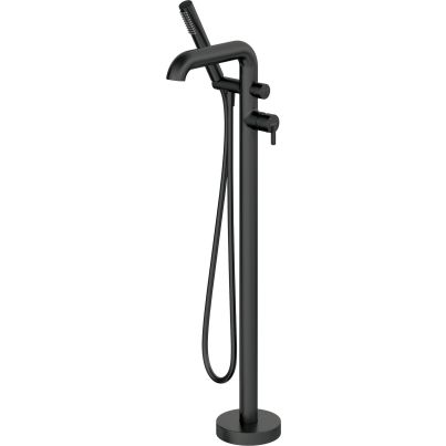SILIA Freestanding Bath Mixer with Shower Set, NERO