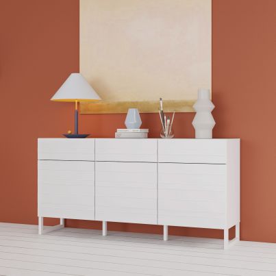 Chest of drawers 165 cm THREE, white 