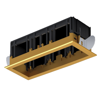 Modena 3 Module Recessed box with frame brass