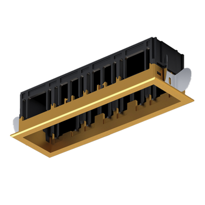 Modena 4 Module Recessed box with frame brass