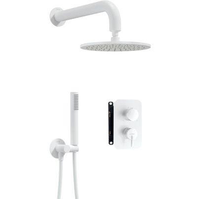 SILIA Concealed Shower Set, White, with Built-in Box and Shower Head