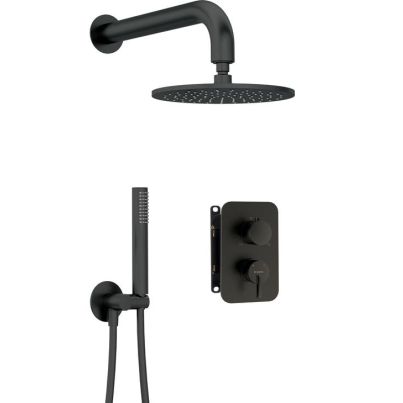 SILIA Concealed Shower Set, Black, with Built-in Box and Shower Head