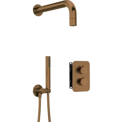 Concealed shower set BOX, with thermostatic box, Brushed bronze 