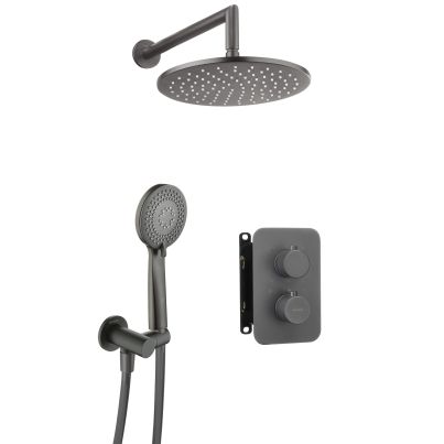 Concealed shower set THERM, with thermostatic box, Titanium