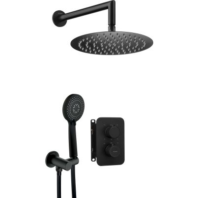 Concealed shower set THERM, with thermostatic box, Black