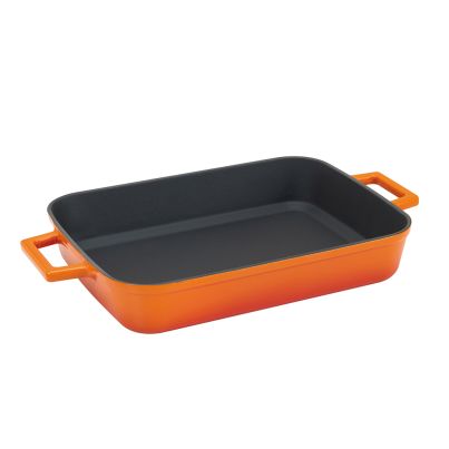 Cast iron grill tray Slow-cook 22x30cm orange