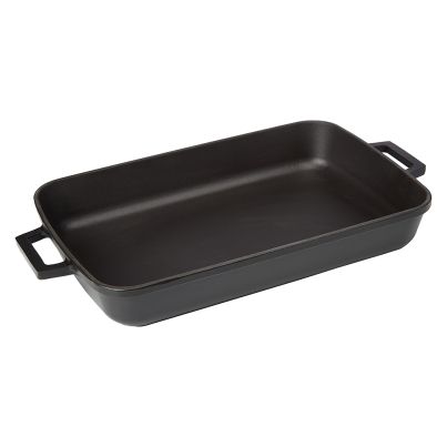 Cast iron grill tray Slow-cook 26x40cm matte black