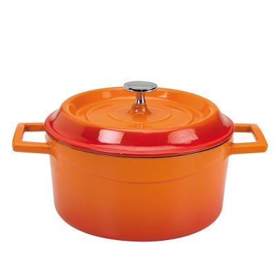 Cast iron round cocotte with lid 28cm 6,7l orange