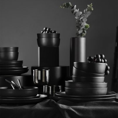 Dinner set Crouton 24 pcs. matte black